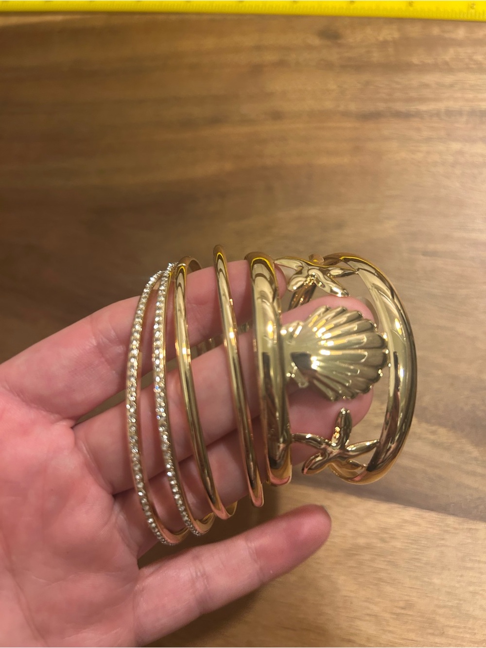 Zara Gold Shell & Starfish Stackable Bangle Set - Picture 4 of 5
